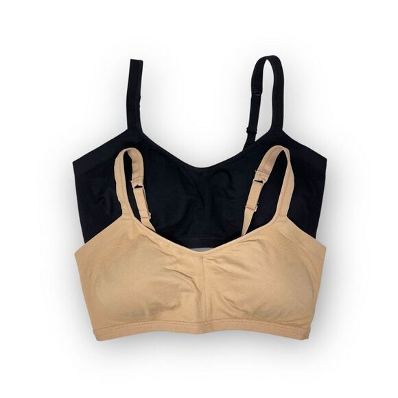 Felina Side Smoothing Bra Adjustable Straps Lot of 2 Black Tan Women’s Size XL - Picture 1 of 7